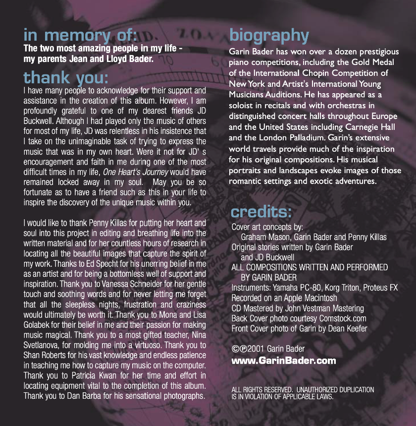 Garin Bader original piano music - Dedication